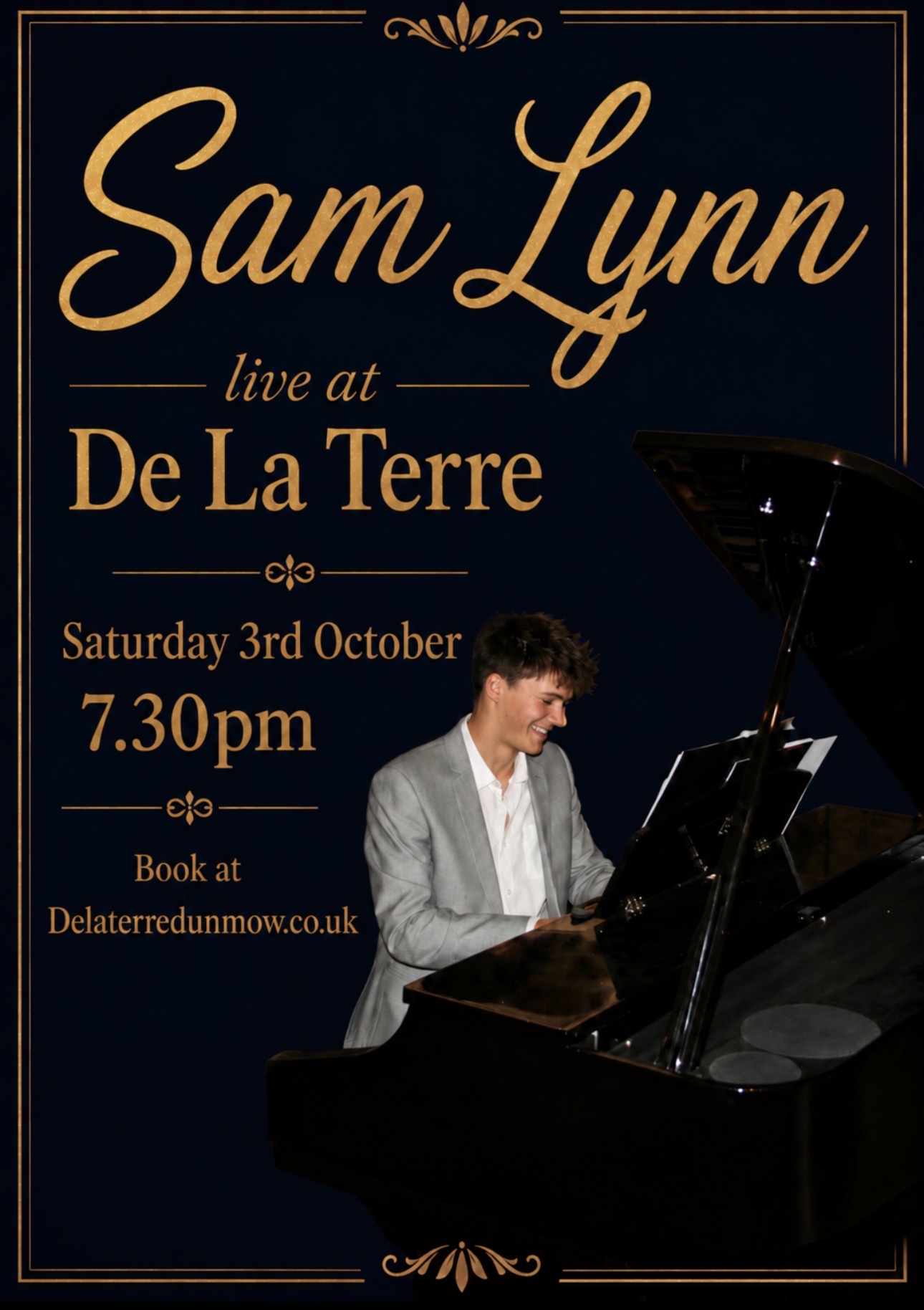 Sam Lynn live at De La Terre Wine Bar in Great Dunmow
