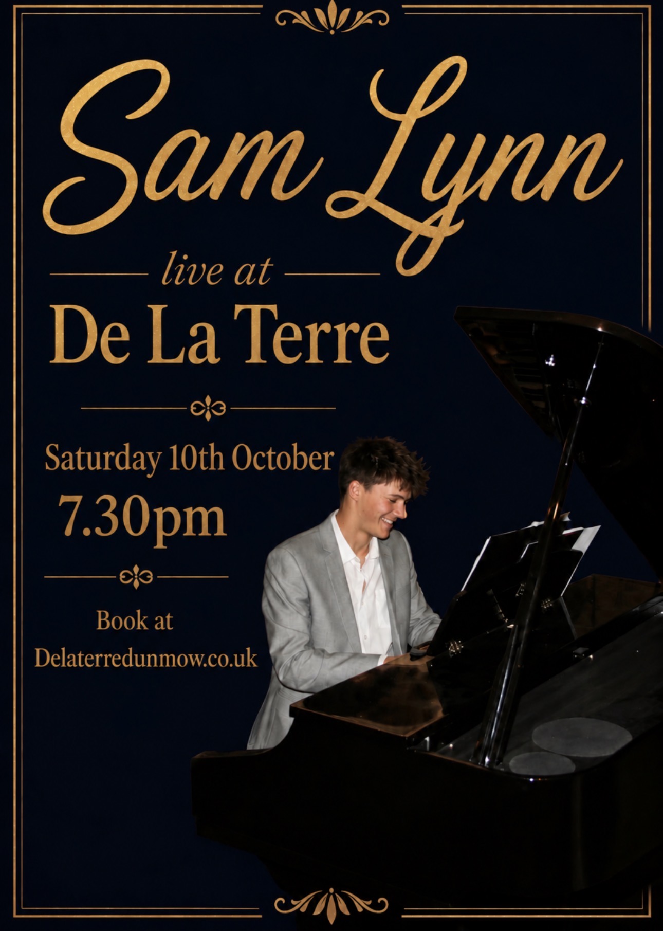 Sam Lynn live at De La Terre Wine Bar in Great Dunmow