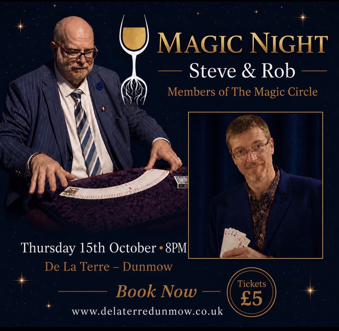 Magic Night with Steve & Rob at De La Terre Wine Bar in Great Dunmow