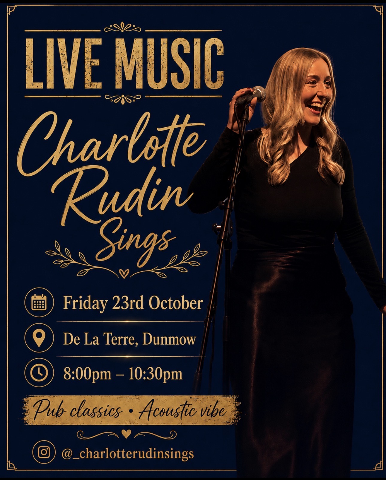 Charlotte Rudin live at De La Terre Wine Bar in Great Dunmow
