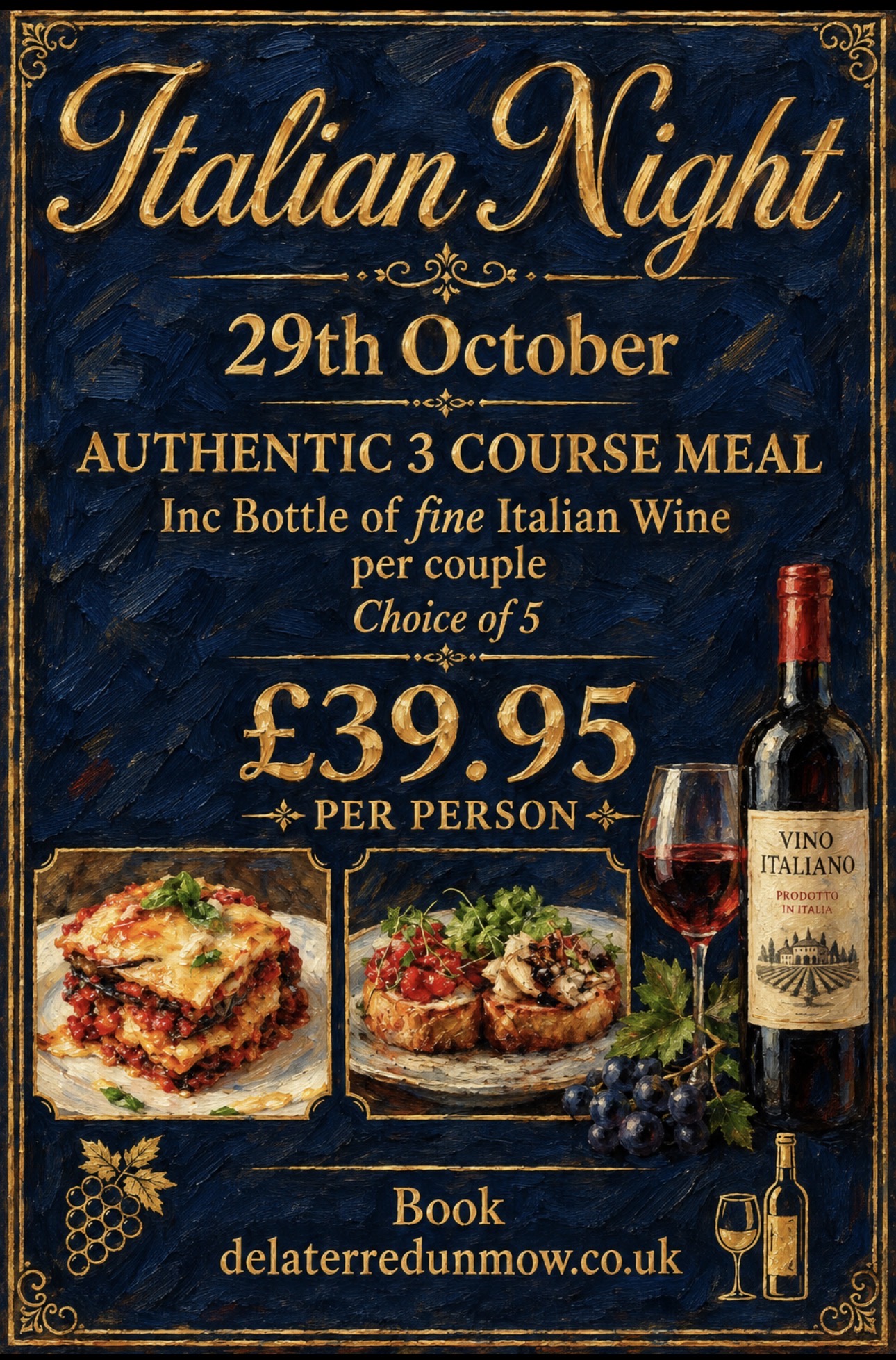 Italian Night at De La Terre Wine Bar in Great Dunmow