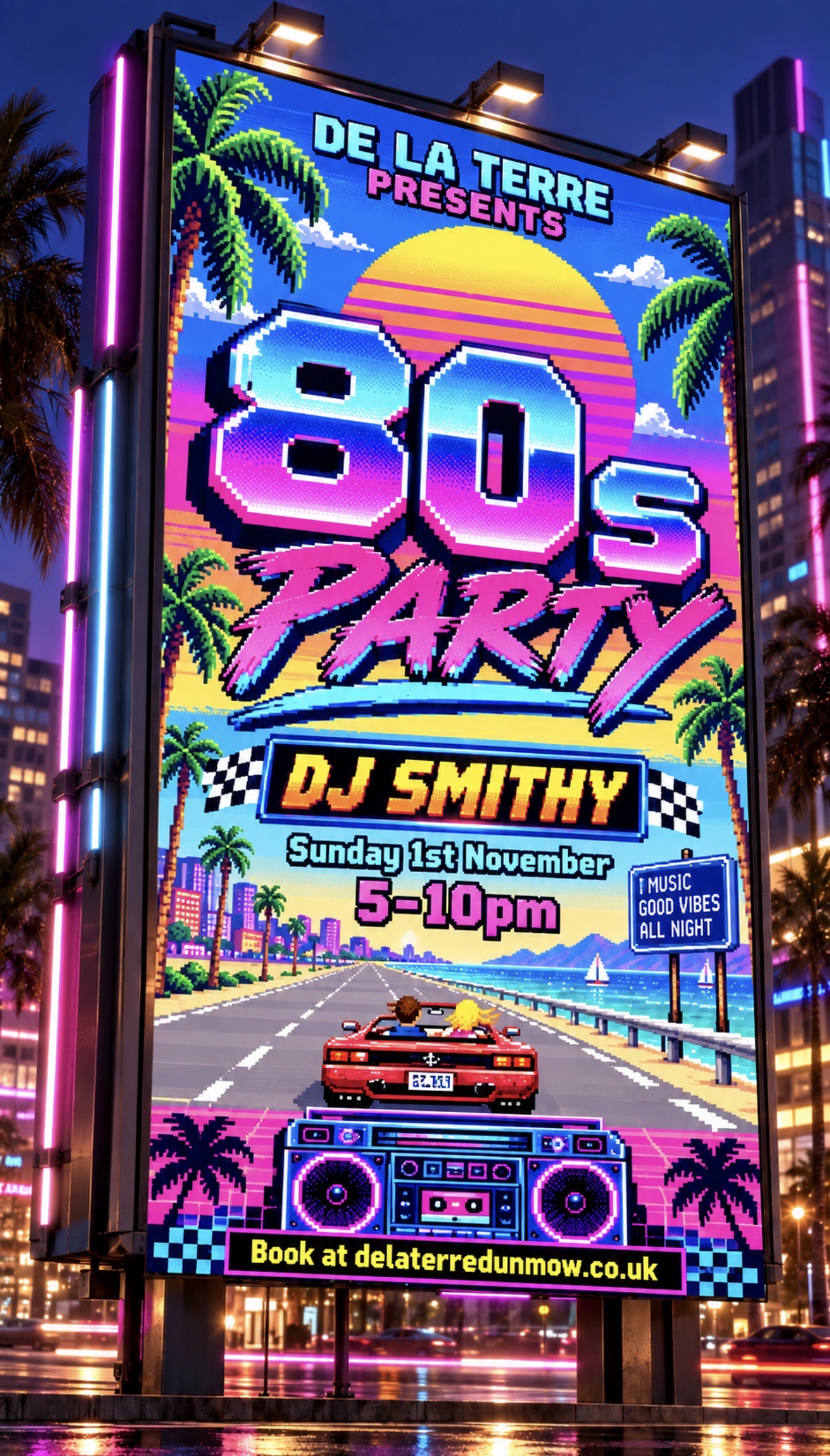 80s Party with DJ Smithy at De La Terre Wine Bar in Great Dunmow