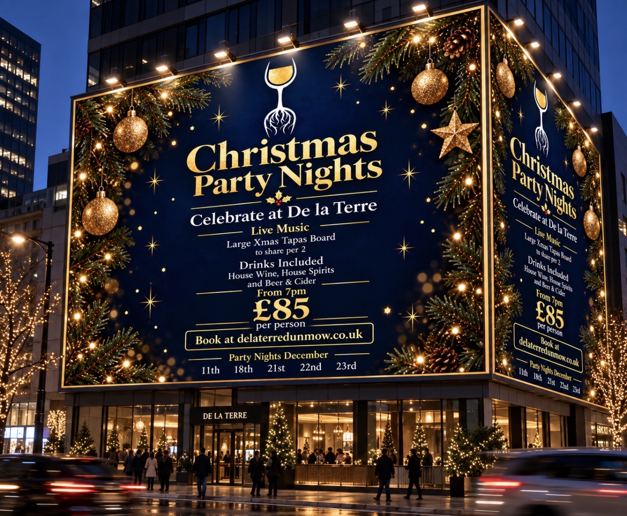 Christmas Party Night at De La Terre Wine Bar in Great Dunmow