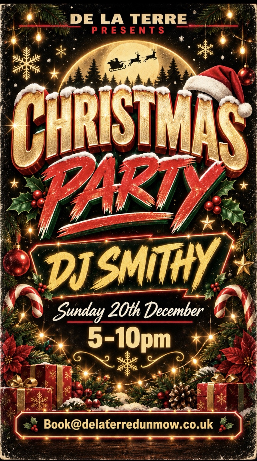 Christmas Party with DJ Smithy at De La Terre Wine Bar in Great Dunmow